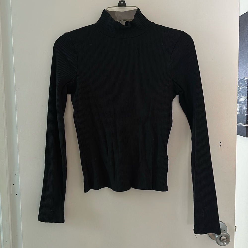 Anthropologie Basic Black Ribbed Turtle Neck - image 1